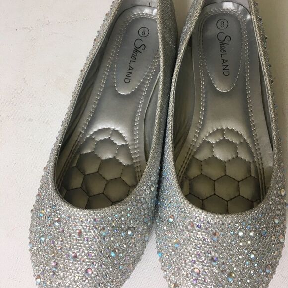 Shoe Land silver sparkly flats size - Picture 2 of 7